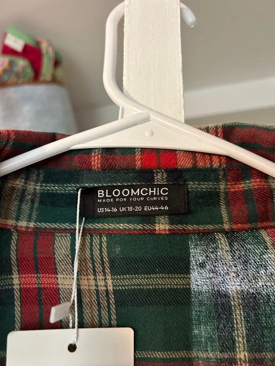 BloomChic Green and Red Plaid Midi Shirt Dress with Belt - Picture 5 of 8